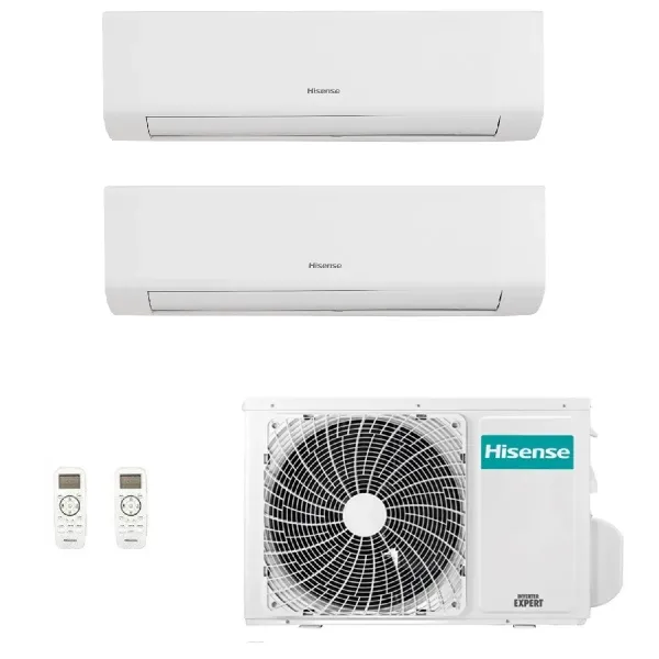 Hisense Duo Split Klimageräte Energy Ultra 12000+18000 Btu 3AMW72U4RJC KE35XR01G KE50BS01G Weiß Inverter WiFi R-32 KE-G-12+18...