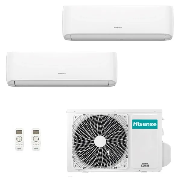 Hisense Duo Split Klimageräte Hi Comfort 12000+18000 Btu 4AMW81U4RJC CF35MR04G CF50BS04G Weiß Inverter WiFi R-32 CF-G-12+18+4...