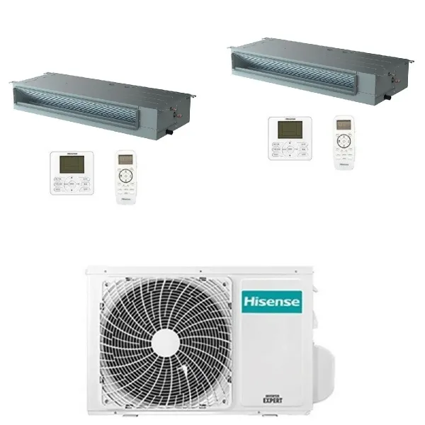 Hisense Duo Split Klimageräte Kanaleinbaugeräte 9000+18000 Btu 3AMW62U4RJC ADT26UX4RBL8 ADT52UX4RCL8 Kanal R-32 WiFi Optional...