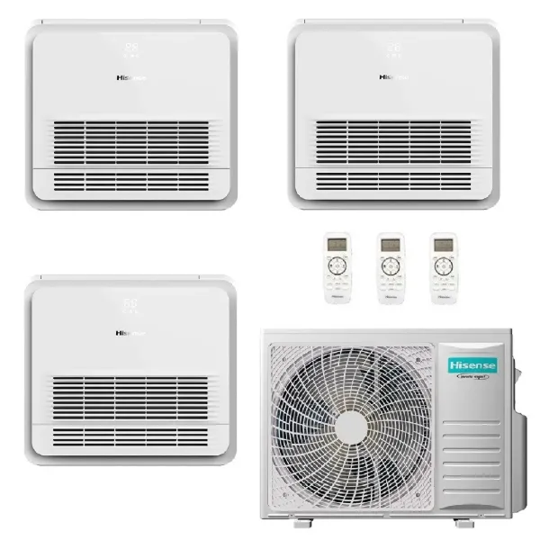 Hisense Trio Split Klimageräte Fußboden Console 9+9+9 3AMW62U4RJC AKT26UR4RK8 AKT26UR4RK8 AKT26UR4RK8 R-32 AKT-9+9+9+3AMW62U4RJC