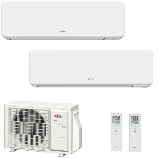 Fujitsu Duo Split KG WiFi 15+15 Btu AOYG18KBTA3 ASYG14KGTF ASYG14KGTF Klimageräte Wand R-32 4.2+4.2 kW Weiß ASYG-KG-15+15-AOY...