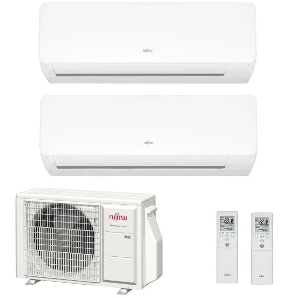 Fujitsu Duo Split KM WiFi 12+15 Btu AOYG24KBTA3 ASYG12KMCF ASYG14KMCF Klimageräte Wand R-32 3.5+4.2 kW Weiß ASYG-KM-12+15-AOY...