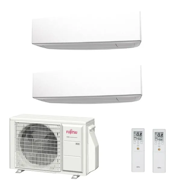 Fujitsu Duo Split KE WiFi 12+12 Btu AOYG24KBTA3 ASYG12KETF ASYG12KETF Klimageräte Wand R-32 3.5+3.5 kW Weiß ASYG-KE-12+12-AOY...