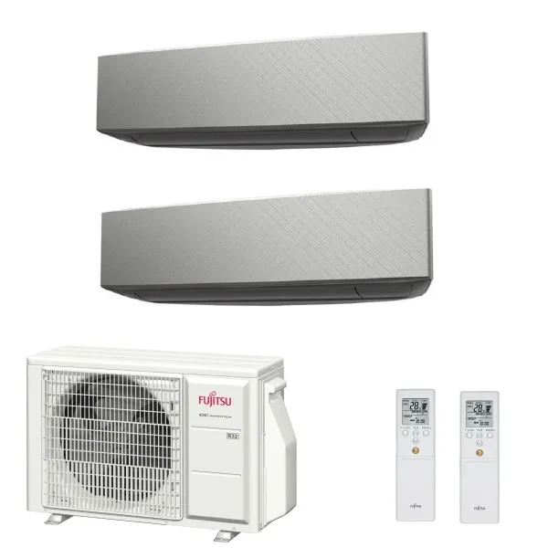 Fujitsu Duo Split KE-B Silber WiFi 15+15 Btu AOYG24KBTA3 ASYG14KETF-B ASYG14KETF-B Klimageräte Wand R-32 4.2+4.2 kW ASYG-KE-B...