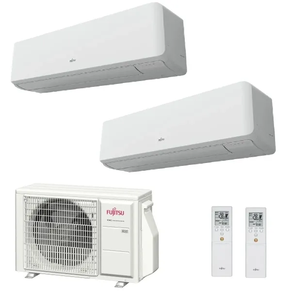 Fujitsu Duo Split Wand 22+22 Btu AOYG30KBTA4 ASYG22KMTB ASYG22KMTB Klimageräte KM large WiFi Optional R-32 6.0+6.0 kW ASYG-KM...