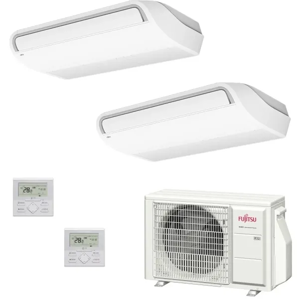 Fujitsu Duo Split Decke 18+18 Btu AOYG30KBTA4 ABYG18KRTA ABYG18KRTA Klimageräte KR WiFi Optional R-32 5.0+5.0 kW ABYG-KR-18+1...