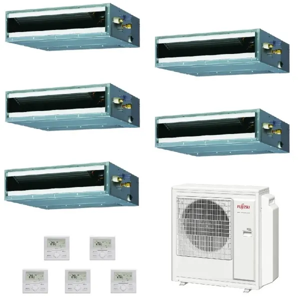 Fujitsu Penta Split 9+9+9+9+12 KL Kompakt WiFi Optional AOYG36KBTA5 4X ARXG09KLLAP + ARXG12KLLAP Klimageräte R-32 ARXG-KLLAP-...