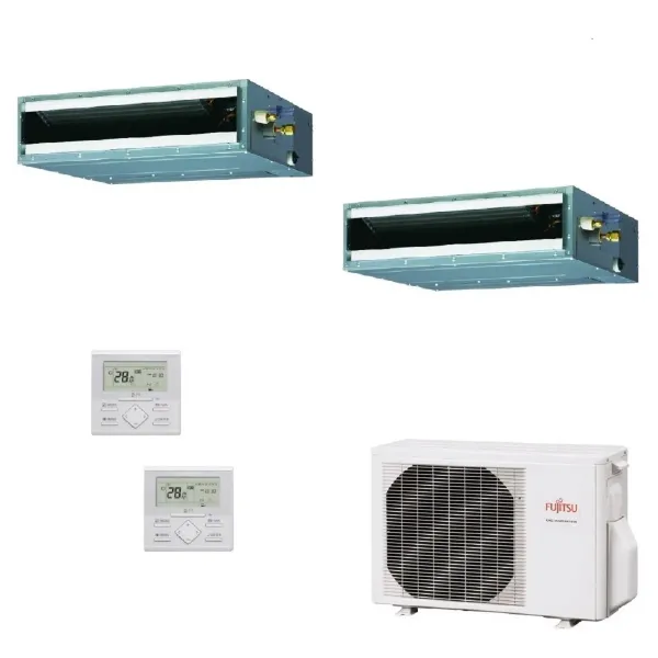 Fujitsu Duo Split Kanaleinbaugeräte 12+12 Btu AOYG24KBTA3 ARXG12KLLAP ARXG12KLLAP Klimageräte KL Kompakt R-32 3.5+3.5 kW ARXG...