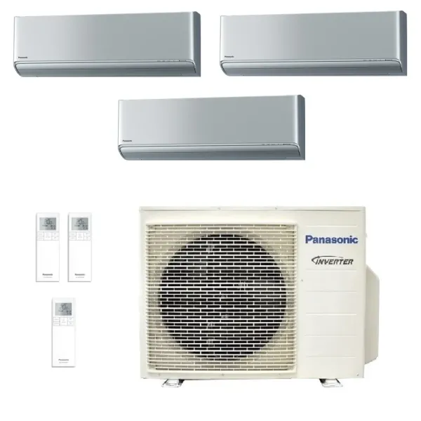 Panasonic Trio Split 2.0+2.0+2.0 kW CU-3Z52TBE CS-XZ20ZKEW CS-XZ20ZKEW CS-XZ20ZKEW Klimaanlagen XZ Etherea Silber WiFi R-32 X...