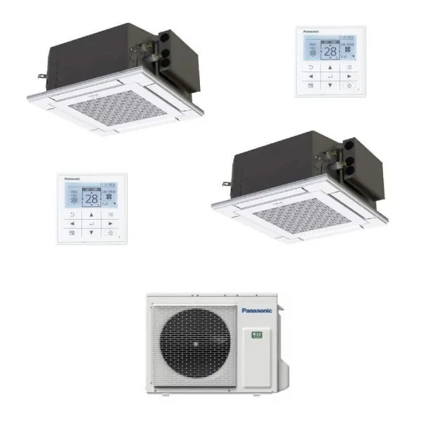 Panasonic 2.5+2.5 kW Duo Split Kassettengerät CU-2Z41TBE S-25PY3E S-25PY3E Klimaanlagen 60 x 60 4 wege Steuerdraht 9+9 Btu Z-...