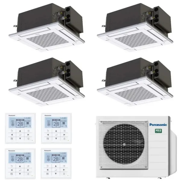 Panasonic Quadri Kassettengerät 2.5+2.5+2.5+2.5 kW CU-4Z68TBE S-25PY3E S-25PY3E S-25PY3E S-25PY3E Klimaanlagen 60 x 60 4 wege...