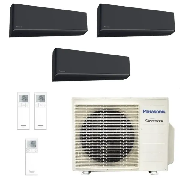 Panasonic Trio Split 2.5+2.5+4.2 kW CU-3Z52TBE CS-XZ25ZKEW-H CS-XZ25ZKEW-H CS-XZ42ZKEW-H Klimaanlagen Etherea Graphitgrau WiF...