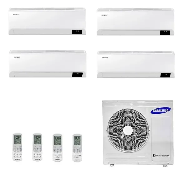 Samsung Klimaanlagen Quadri Split Serie Cebu Wi-Fi 7+7+7+9 Btu + AJ080TXJ4KG/EU R-32 A++ A+ Stimmenkontrolle WiFi AR07070709T...