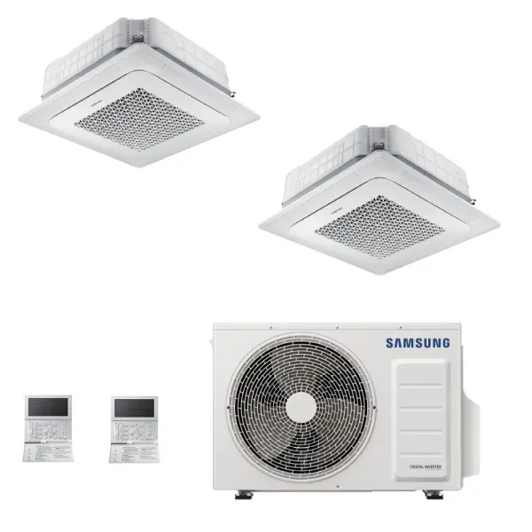 Samsung Klimaanlagen Duo Split Kassettengerät 4 Luftauslässe Mini WindFree 9000+9000 Btu R-32 AJ050TXJ2KG/EU A+++ A++ AJ0909T...