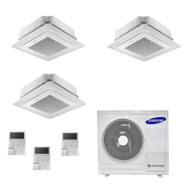 Samsung Klimaanlagen Trio Split Kassettengerät 4 Luftauslässe Mini WindFree 7000+7000+9000 Btu R-32 AJ052TXJ3KG/EU A+++ A+ AJ...