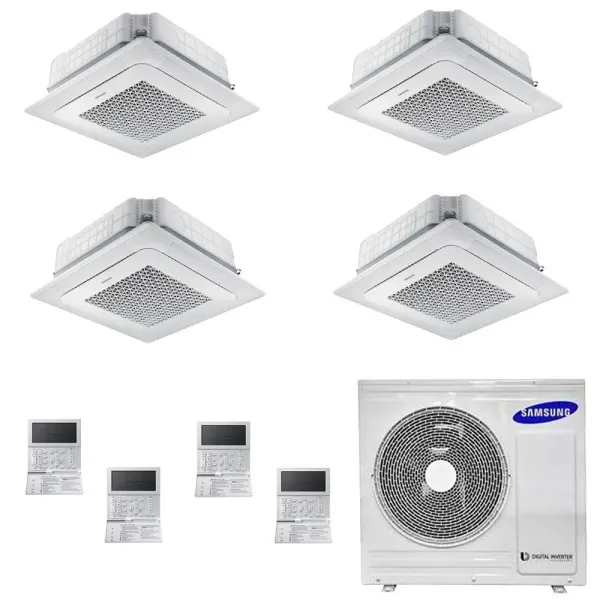 Samsung Klimaanlagen Quadri Split Kassettengerät 4 Luftauslässe Mini WindFree 5+5+5+12 Btu R-32 AJ080TXJ4KG/EU A++ A+ AR05050...