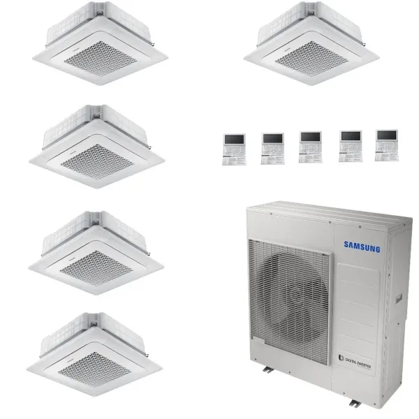 Samsung Klimaanlagen Penta Split Kassettengerät 4 Luftauslässe Mini WindFree 7+7+7+7+12 Btu R-32 AJ100TXJ5KG/EU A++ A+ AR0707...