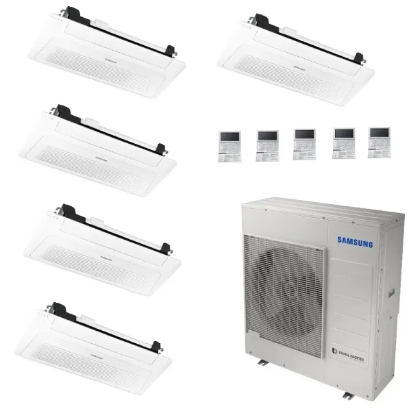 Samsung Klimaanlagen Penta Split Kassettengerät 1 Luftauslass WindFree 9000+9000+9000+9000+12000 Btu R-32 AJ100TXJ5KG/EU A++ ...