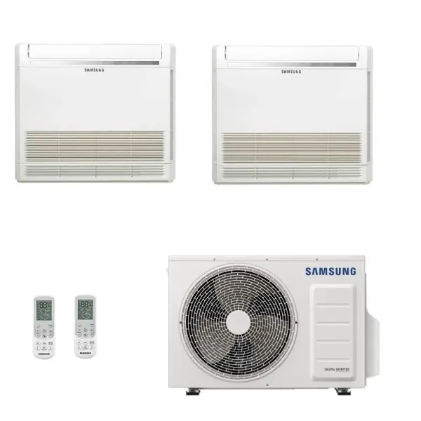 Samsung Klimaanlagen Duo Split Fußboden Console 9000+9000 Btu R-32 AJ040TXJ2KG/EU A+++ A++ 2.6+2.6 kW AJ0909TNJDKGEU+AJ040TXJ...