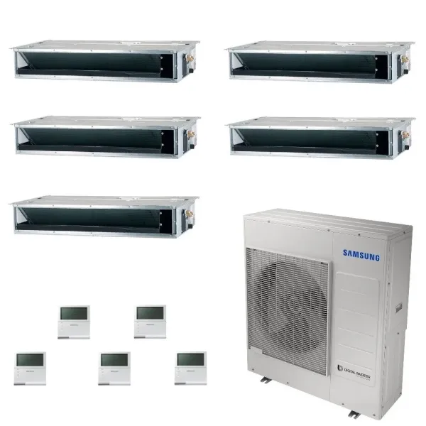 Samsung Klimaanlagen Penta Split Kanaleinbaugeräte Geringe/Mittlere Prävalenz 9+9+9+9+9 Btu R-32 AJ100TXJ5KG/EU A++ A+ AR0909...