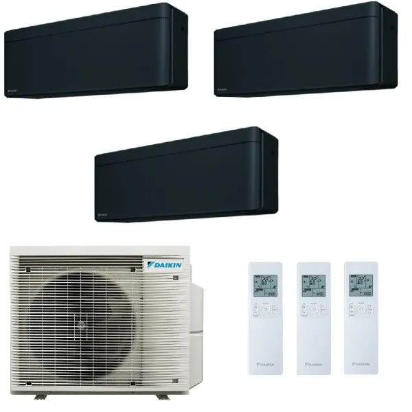 Daikin Trio Split Stylish 7+7+9 Btu 3MXM52A9 FTXA20CB FTXA20CB FTXA25CB Klimaanlagen Stylish Total Black 2.0+2.0+2.5 kW WiFi ...