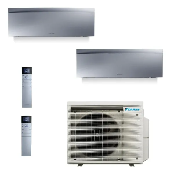 Daikin Duo Split Emura 7000+15000 Btu 2MXM68A9 FTXJ20AS FTXJ42AS Klimaanlagen 2.0+5.0 kW WiFi R-32 Emura 3 Silber FTXA-AS-7+1...