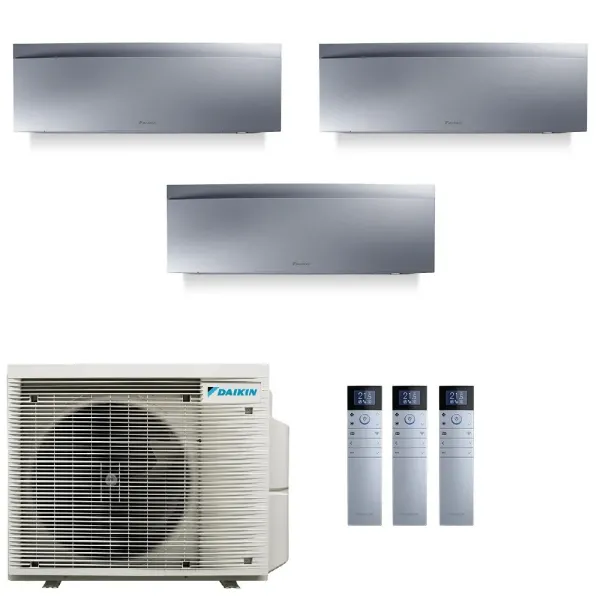 Daikin Trio Split Emura 7+7+9 Btu 3MXM40A9 FTXJ20AS FTXJ20AS FTXJ25AS Klimaanlagen Emura 3 Silber 2.0+2.0+2.5 kW WiFi FTXA-AS...