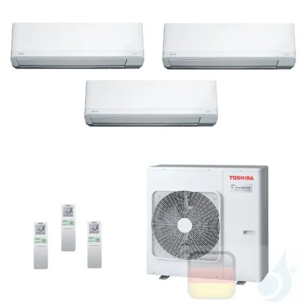 Toshiba Klimaanlagen Trio Split Wand 9000+9000+9000 Btu + RAS-3M18U2AVG-E R-32 Daiseikai Light A++ A+ 2.5+2.5+2.5 kW J2KVRG_9...