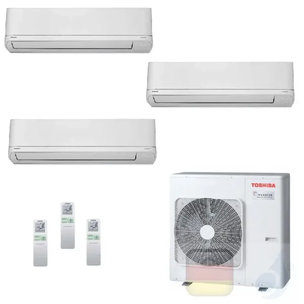 Toshiba Klimaanlagen Trio Split Wand 9000+9000+15000 Btu + RAS-3M18U2AVG-E R-32 Shorai WiFi Optional A++ A++ 2.5+2.5+4.2 kW P...