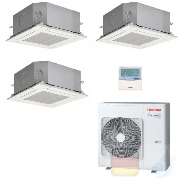 Toshiba Klimaanlagen Trio Split Kassettengerät 60x60 9000+9000+12000 Btu + RAS-3M18U2AVG-E R-32 A++ A+ 2.5+2.5+3.5 kW PKVPG_9...