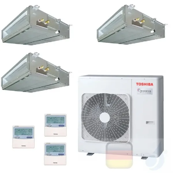 Toshiba Klimaanlagen Trio Split Kanalgerät Slim 9000+9000+15000 Btu + RAS-3M18U2AVG-E R-32 WiFi Optional A++ A++ 2.5+2.5+4.2 ...