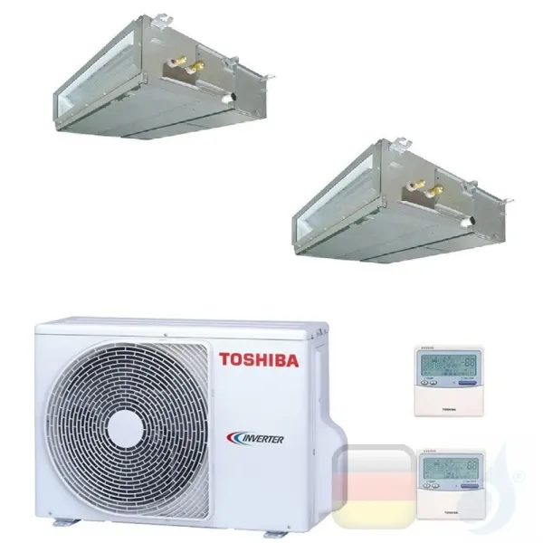 Toshiba Klimaanlagen Duo Split Kanalgerät Slim 12000+15000 Btu + RAS-3M26U2AVG-E R-32 WiFi Optional A++ A+ 3.5+4.2 kW U2DVG_1...