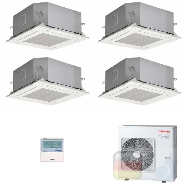 Toshiba Klimaanlagen Quadri Split Kassettengerät 60x60 9000+9000+9000+9000 Btu + RAS-4M27U2AVG-E R-32 A+ A+ 2.5+2.5+2.5+2.5 k...