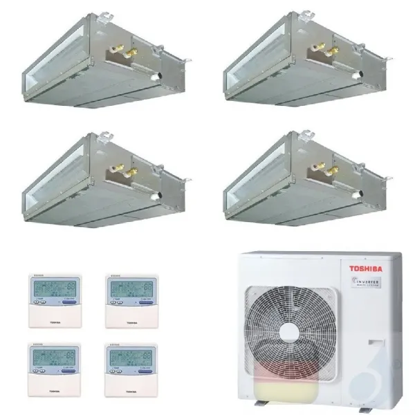 Toshiba Klimaanlagen Quadri Split Kanalgerät Slim 9000+9000+9000+15000 Btu + RAS-4M27U2AVG-E R-32 A+ A+ 2.5+2.5+2.5+4.2 kW U2...