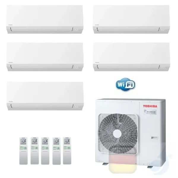 Toshiba Klimaanlagen Penta Split Wand 7+7+7+7+15 Btu + RAS-5M34U2AVG-E R-32 Shorai Edge Wifi A++ A+ 2.0+2.0+2.0+2.0+4.2 kW N4...