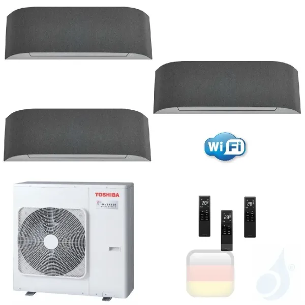 Toshiba Klimaanlagen Trio Split Wand 9000+9000+9000 Btu + RAS-3M18U2AVG-E R-32 Haori A++ A+ 2.5+2.5+2.5 kW KVRG_9+9+9+RAS-3M1...