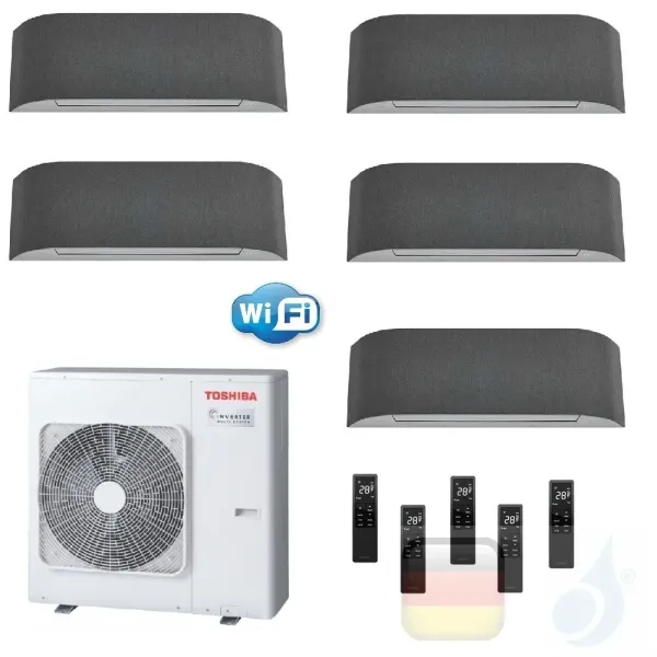 Toshiba Klimaanlagen Penta Split Wand 9+9+9+9+12 Btu + RAS-5M34U2AVG-E R-32 Haori A++ A+ 2.5+2.5+2.5+2.5+3.5 kW KVRG_9+9+9+9+...