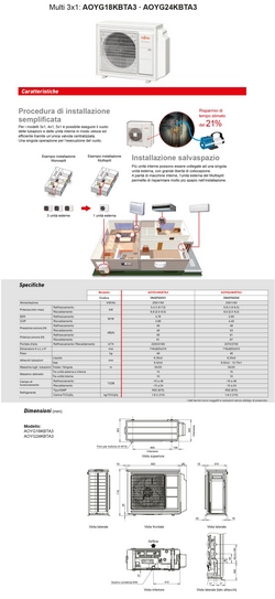 Fujitsu Außengerät Trio Split 24000 Btu AOYG24KBTA3 7.0 kW